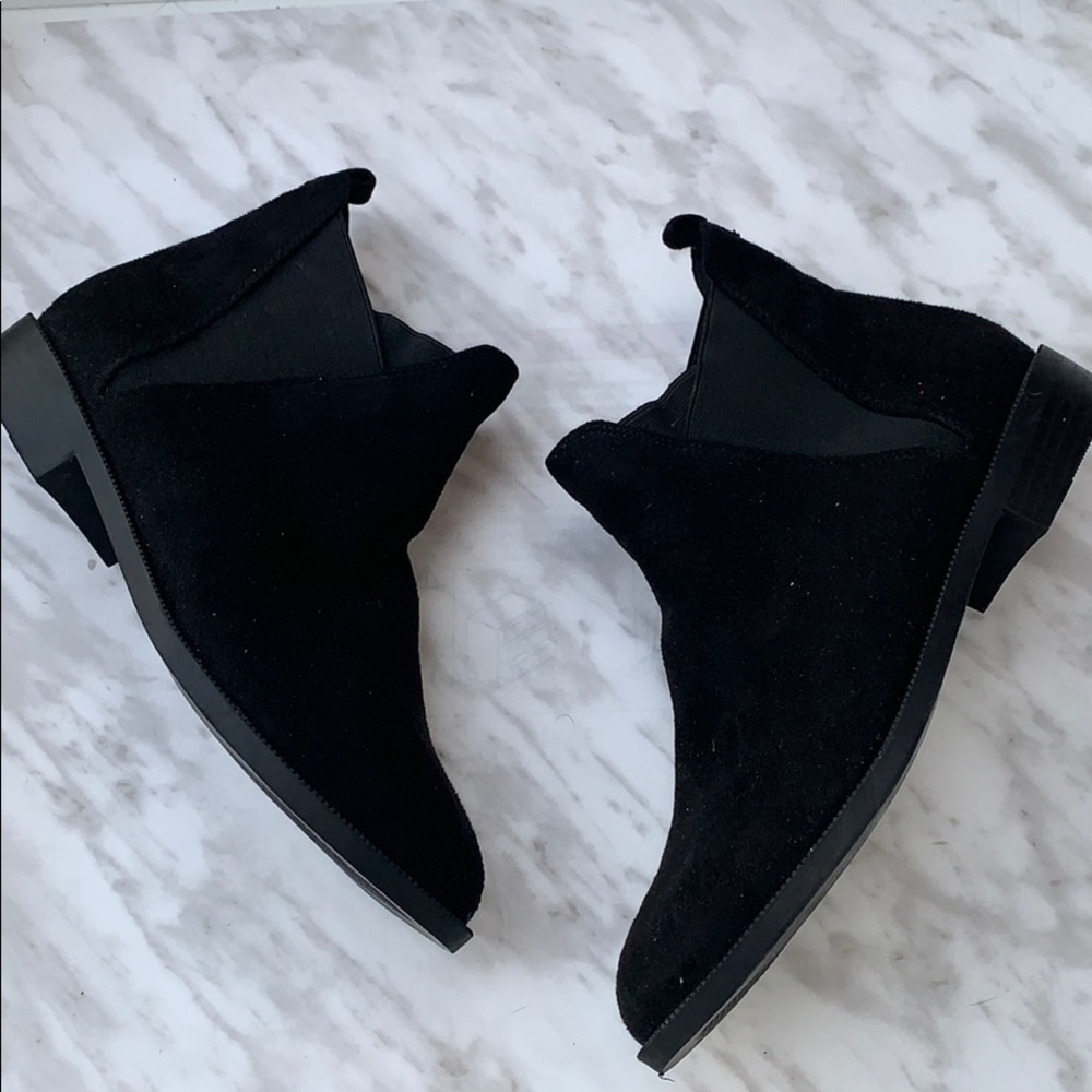 Camel Crown Black Black Suede Look Ankle Boots